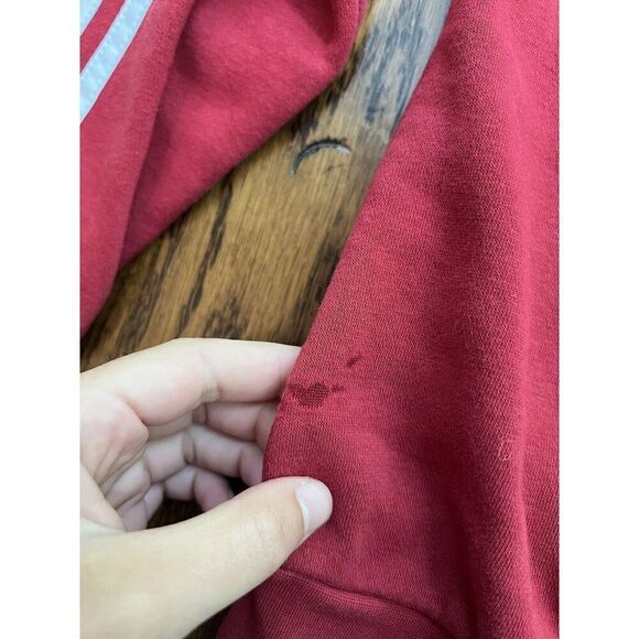 Adidas Essentials Women's Size Medium Red 3 Stripe Sweatshirt Pullover - Picture 2 of 8